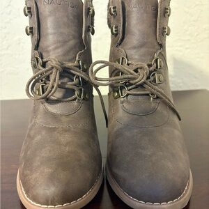 Nautica Brown Lace Up Boots for Rugged Comfort